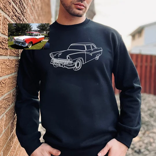 Custom Car from Photo, Embroidered Sweatshirt, Hoodie, Car Guy Gifts