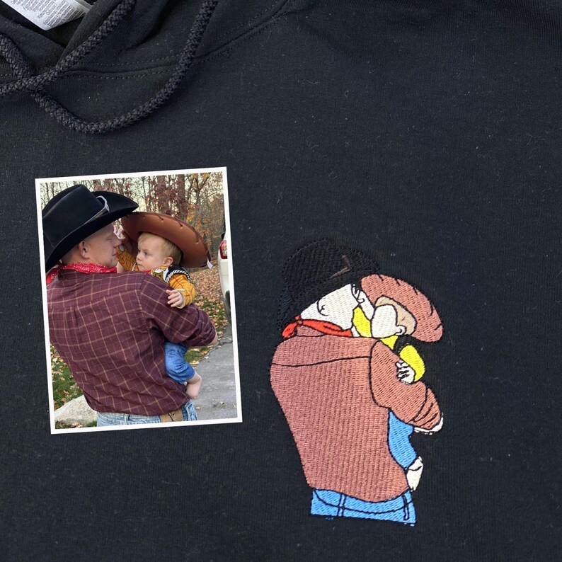 Custom Embroidered Photo Portrait Hoodie/Sweatshirt for Mom – Upload Your Precious Photo of Mom & Kids