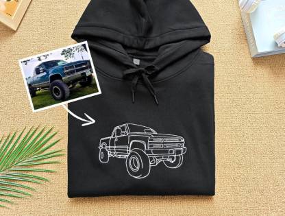 Custom Embroidered Car Outline Sweatshirt From Your Photo, Embroidered Car Hoodie, Custom Car Sweater