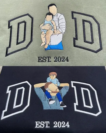 Custom Photo Embroidered Sweatshirt & T-Shirt for DAD, PAPA