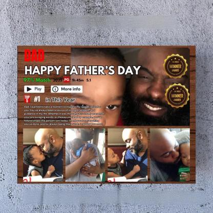 Editable Father's Day Gifts, A Fathers Love, Best Dad Ever, Dadflix Movie Photo Frame