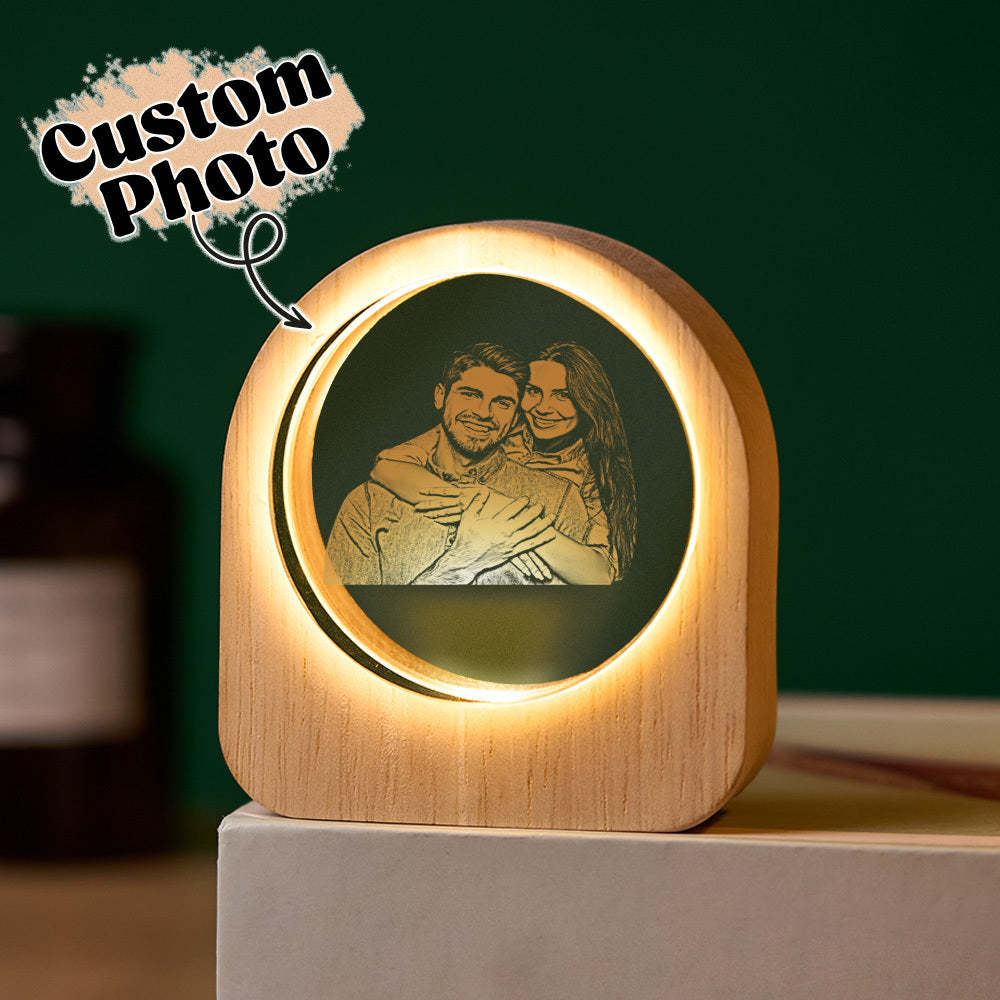 Personalized 3d Engraved Crystal Photo Led Light For Home, Christmas Gift