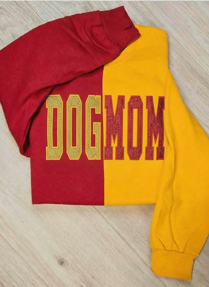 Custom Glitter Two Tone MAMA Embroidered Sweatshirt With Kid's Name On Sleeve