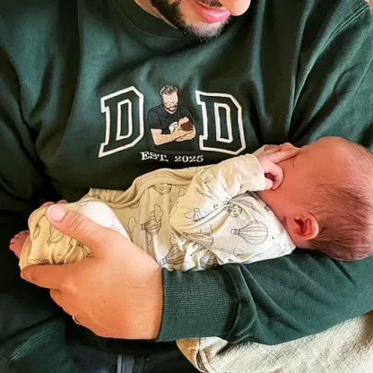 Custom Photo Embroidered Sweatshirt & T-Shirt for DAD, PAPA