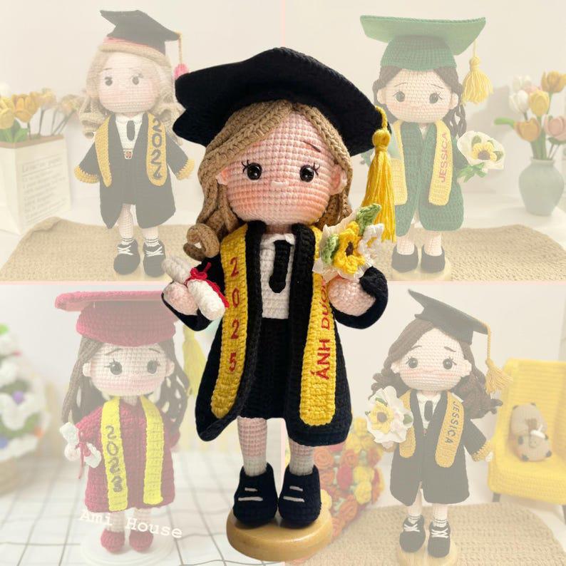 Custom Graduation Girl Crochet Doll – Personalized Graduation Memorial Gift For Her
