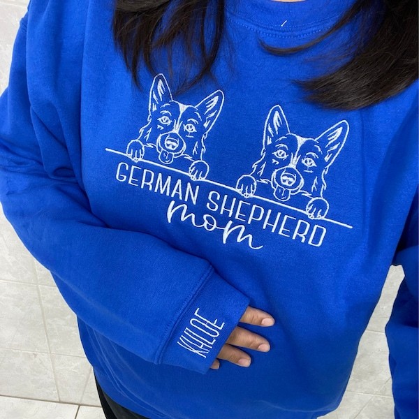Personalized Dog Embroidered Crewneck With Name On Sleeve