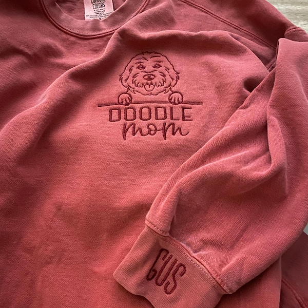 Personalized Dog Embroidered Crewneck With Name On Sleeve