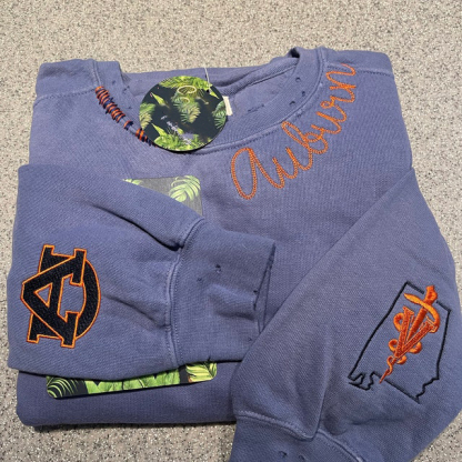 VINTAGE CUSTOM CREW-Custom Embroidered Hand Distressed Crew Neck Sweatshirt