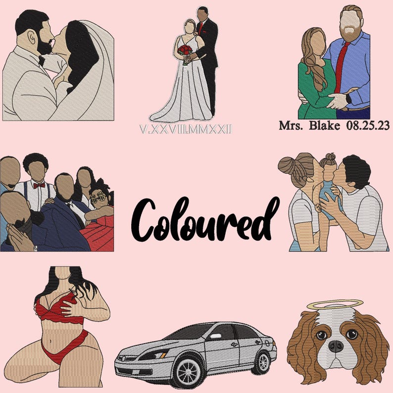 Customized Couple Portrait Embroidered Sexy Sweatshirt Gift