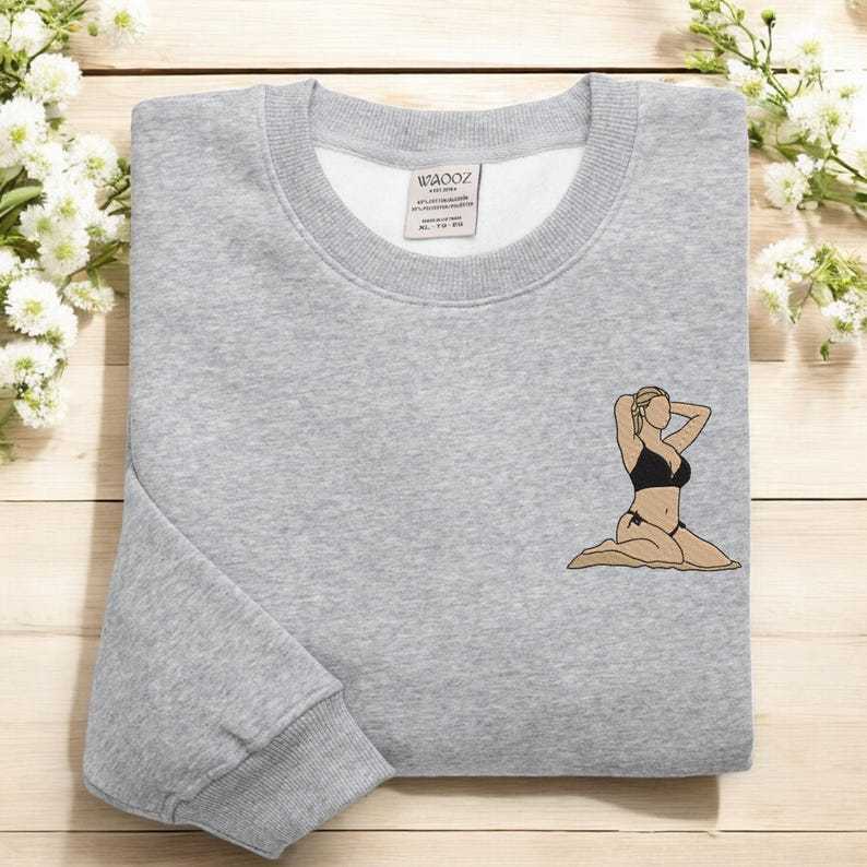 Customized Couple Portrait Embroidered Sexy Sweatshirt Gift