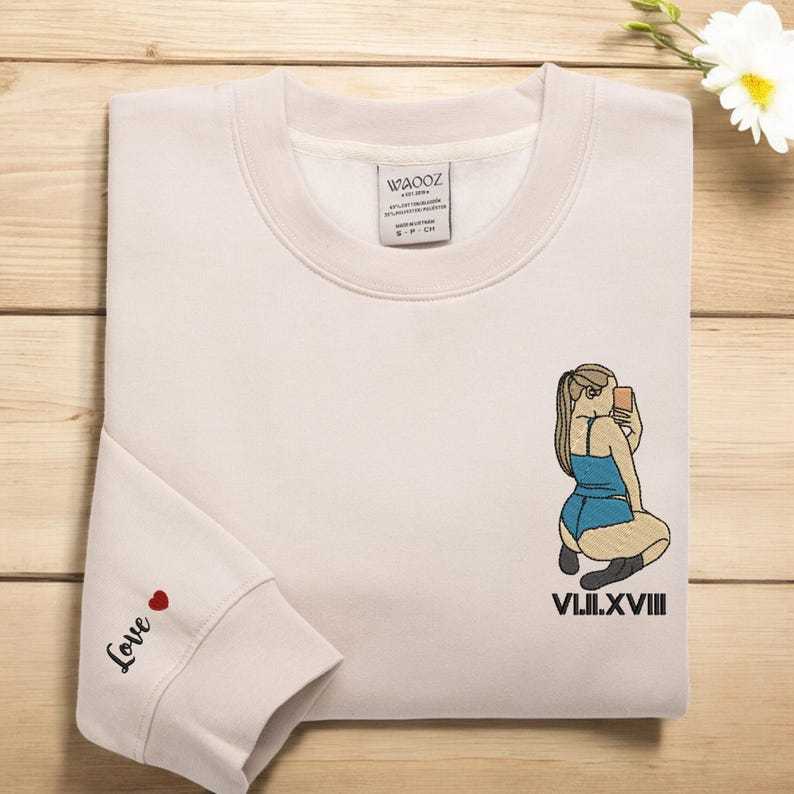 Customized Couple Portrait Embroidered Sexy Sweatshirt Gift