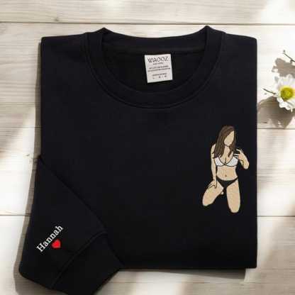 Customized Couple Portrait Embroidered Sexy Sweatshirt Gift