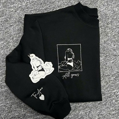 Custom-Designed Sexy Photo Embroidered Sweatshirt, A Perfect Christmas Gift For Your Boyfriend/Husband.