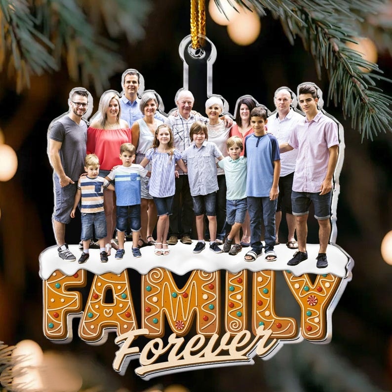 Personalized Photo Siblings Family Forever Christmas Ornament