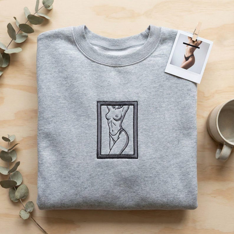 Custom Portrait Couple Embroidered Spicy Sweatshirt, Valentine Gift For Boyfriend