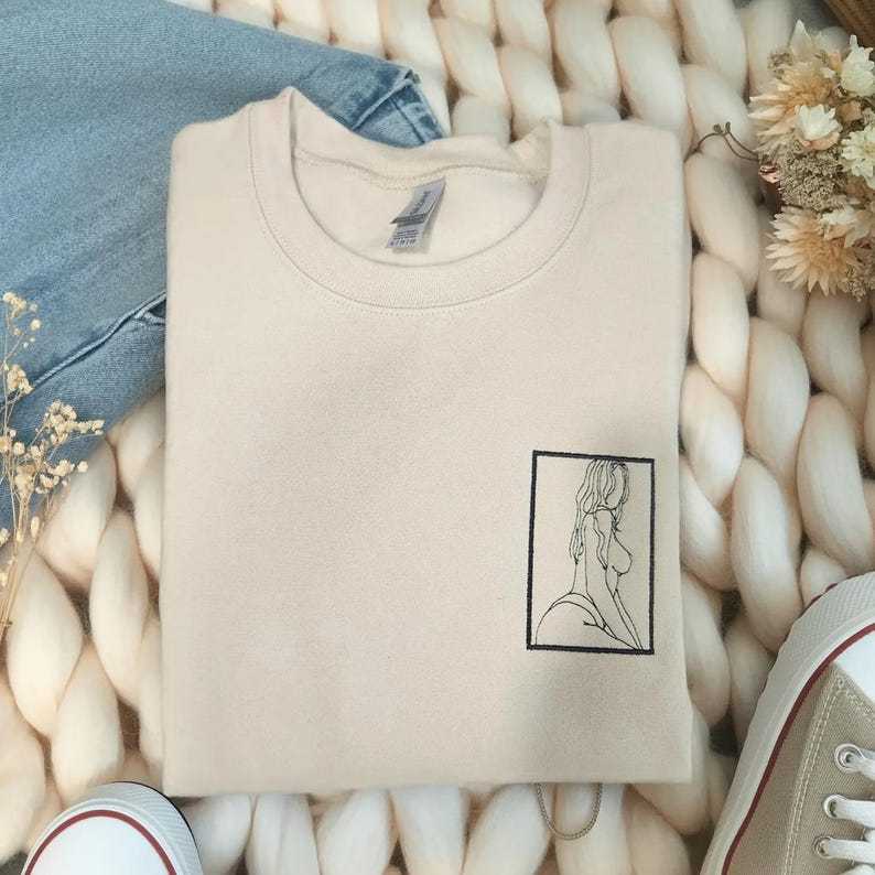 Custom Portrait Couple Embroidered Spicy Sweatshirt, Valentine Gift For Boyfriend