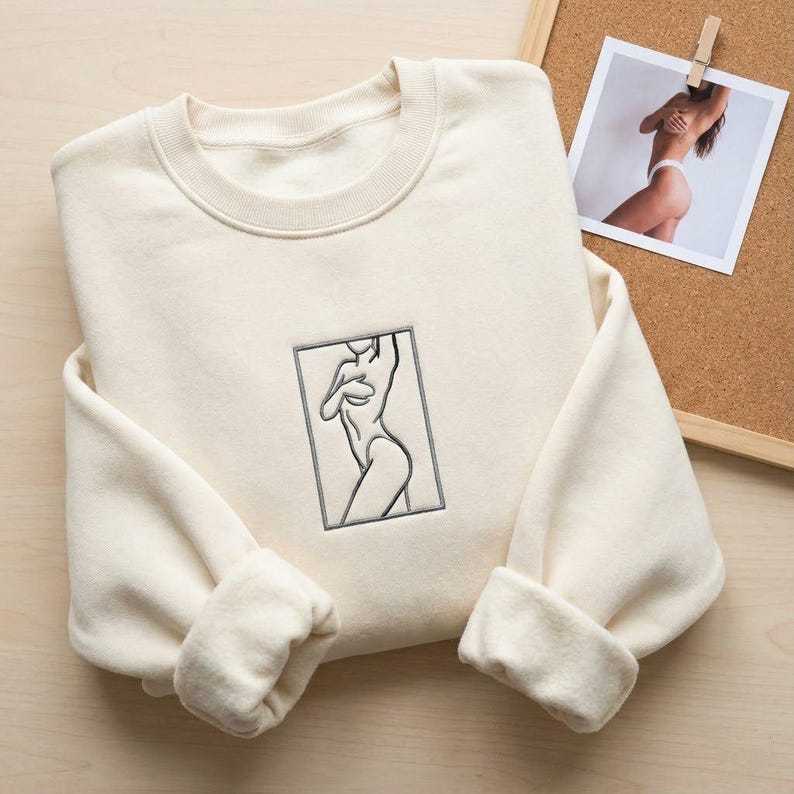 Custom Portrait Couple Embroidered Spicy Sweatshirt, Valentine Gift For Boyfriend