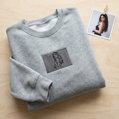 Custom Portrait Couple Embroidered Spicy Sweatshirt, Valentine Gift For Boyfriend
