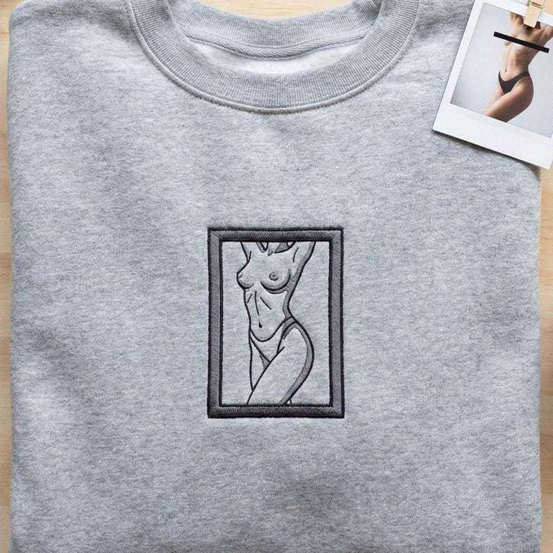 Custom Portrait Couple Embroidered Spicy Sweatshirt, Valentine Gift For Boyfriend