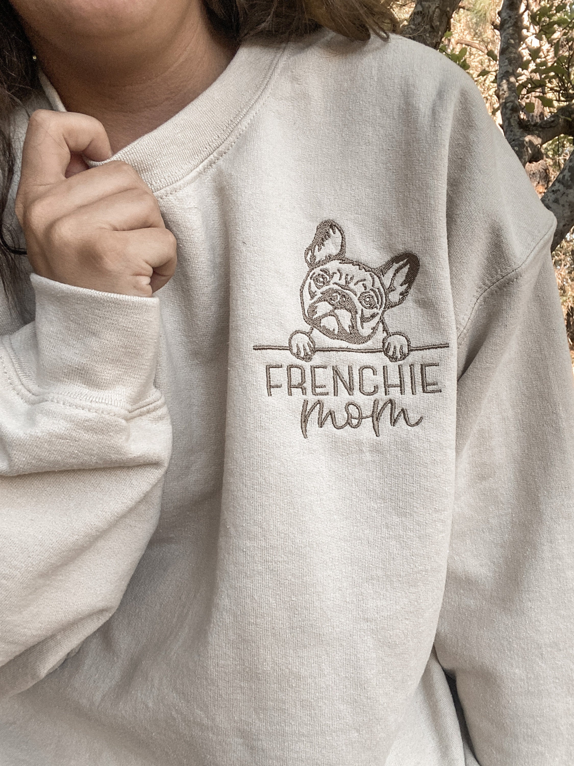 Personalized Dog Embroidered Crewneck With Name On Sleeve