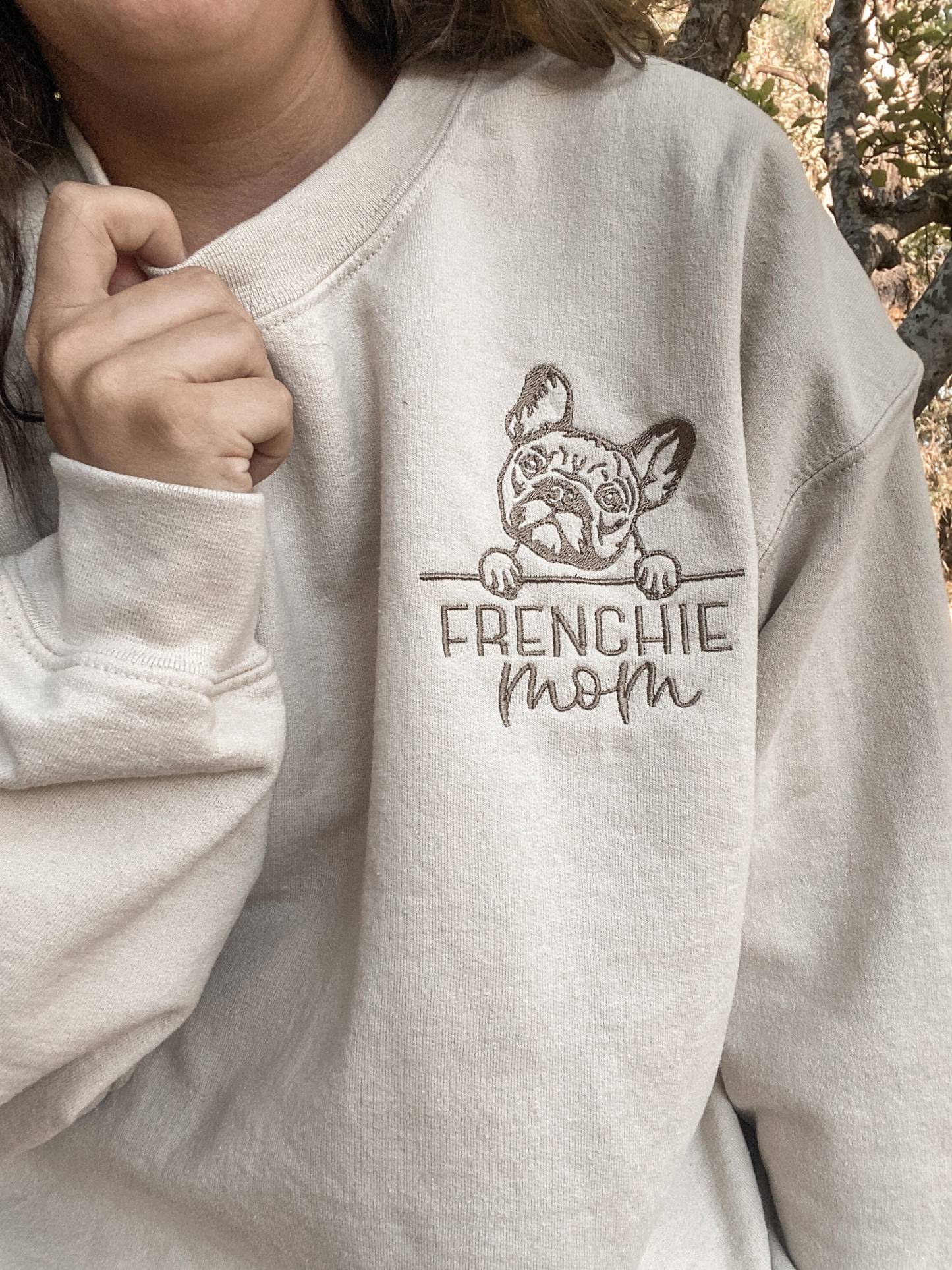 Personalized Dog Embroidered Crewneck With Name On Sleeve
