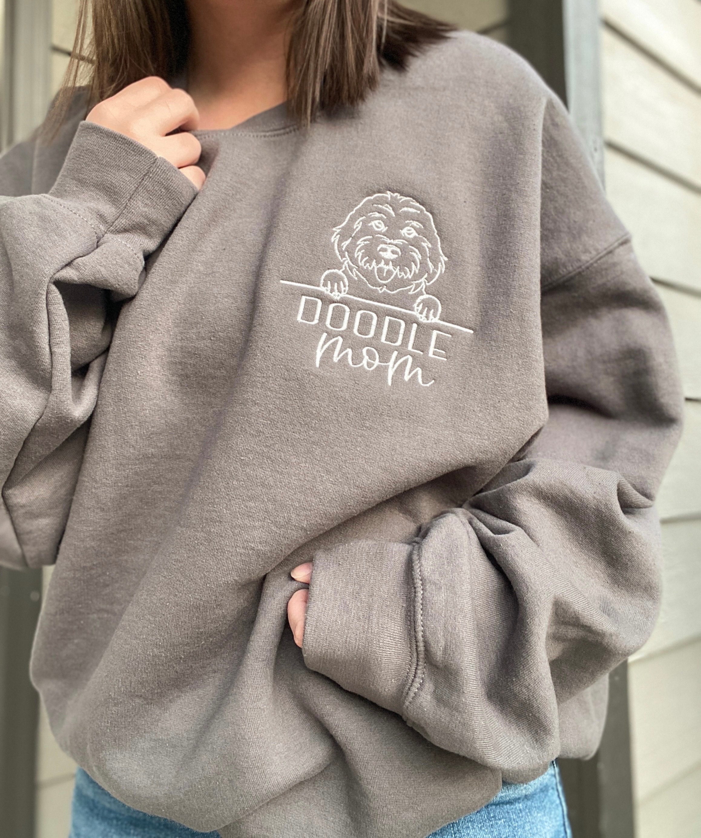 Personalized Dog Embroidered Crewneck With Name On Sleeve