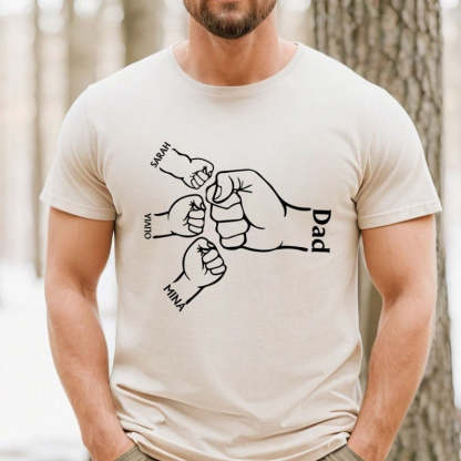 Personalized Dad Raised Fist Bump T-Shirt