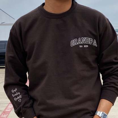 Custom Embroidered Papa Hoodie with Kids Names on Sleeve,Father's Day Gift