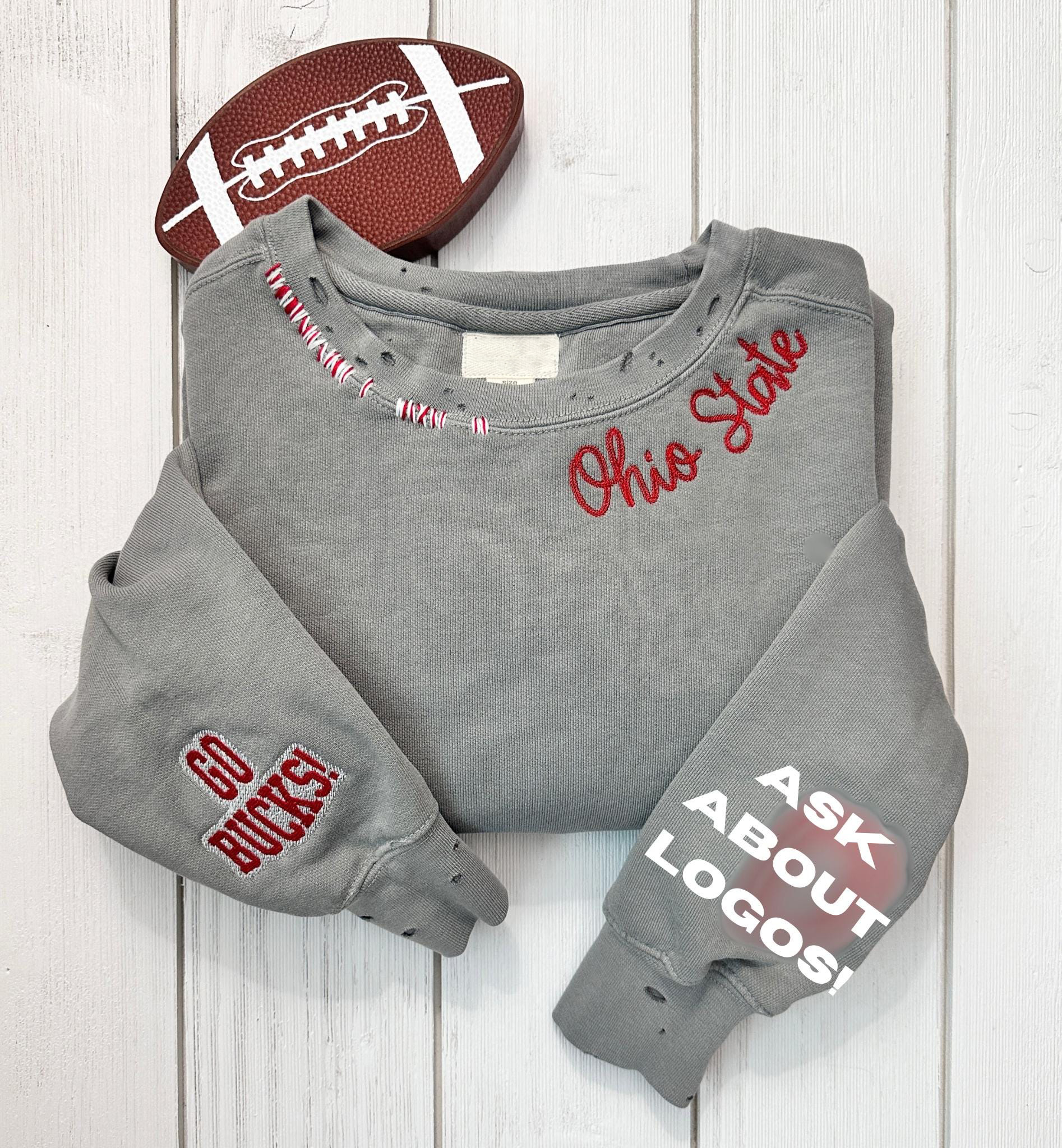 VINTAGE CUSTOM CREW-Custom Embroidered Hand Distressed Crew Neck Sweatshirt