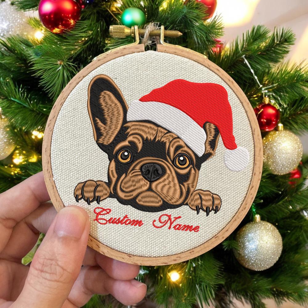 Embroidered Golden Retriever Christmas Ornament, Personalized Name Photo Golden Dog Christmas Decor