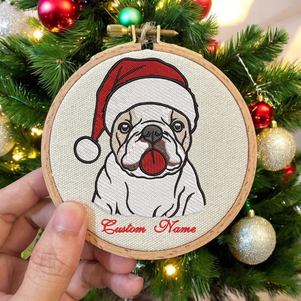 Embroidered Golden Retriever Christmas Ornament, Personalized Name Photo Golden Dog Christmas Decor