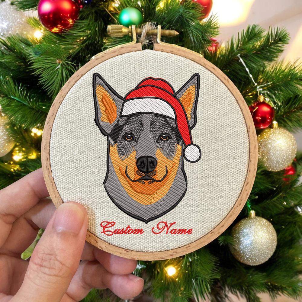 Embroidered Golden Retriever Christmas Ornament, Personalized Name Photo Golden Dog Christmas Decor