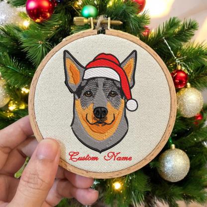 Embroidered Golden Retriever Christmas Ornament, Personalized Name Photo Golden Dog Christmas Decor