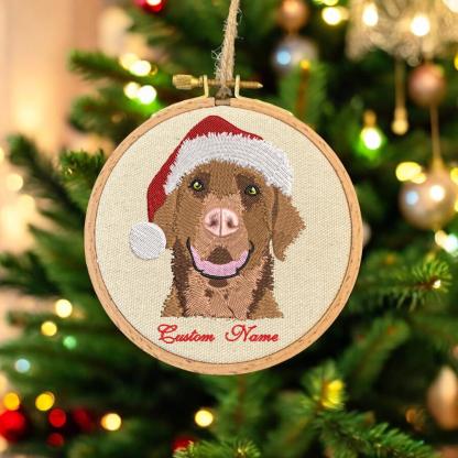 Embroidered Golden Retriever Christmas Ornament, Personalized Name Photo Golden Dog Christmas Decor
