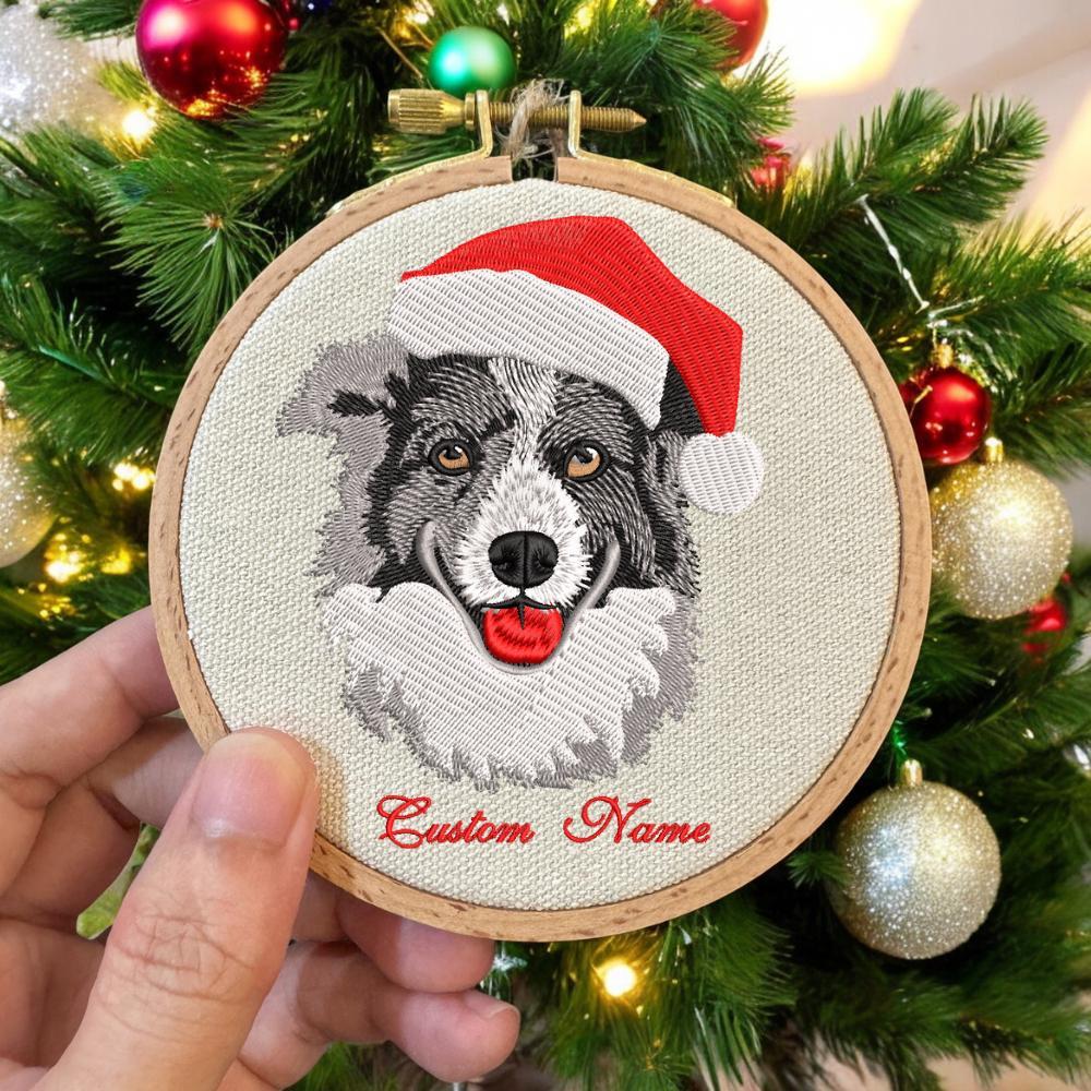 Embroidered Golden Retriever Christmas Ornament, Personalized Name Photo Golden Dog Christmas Decor