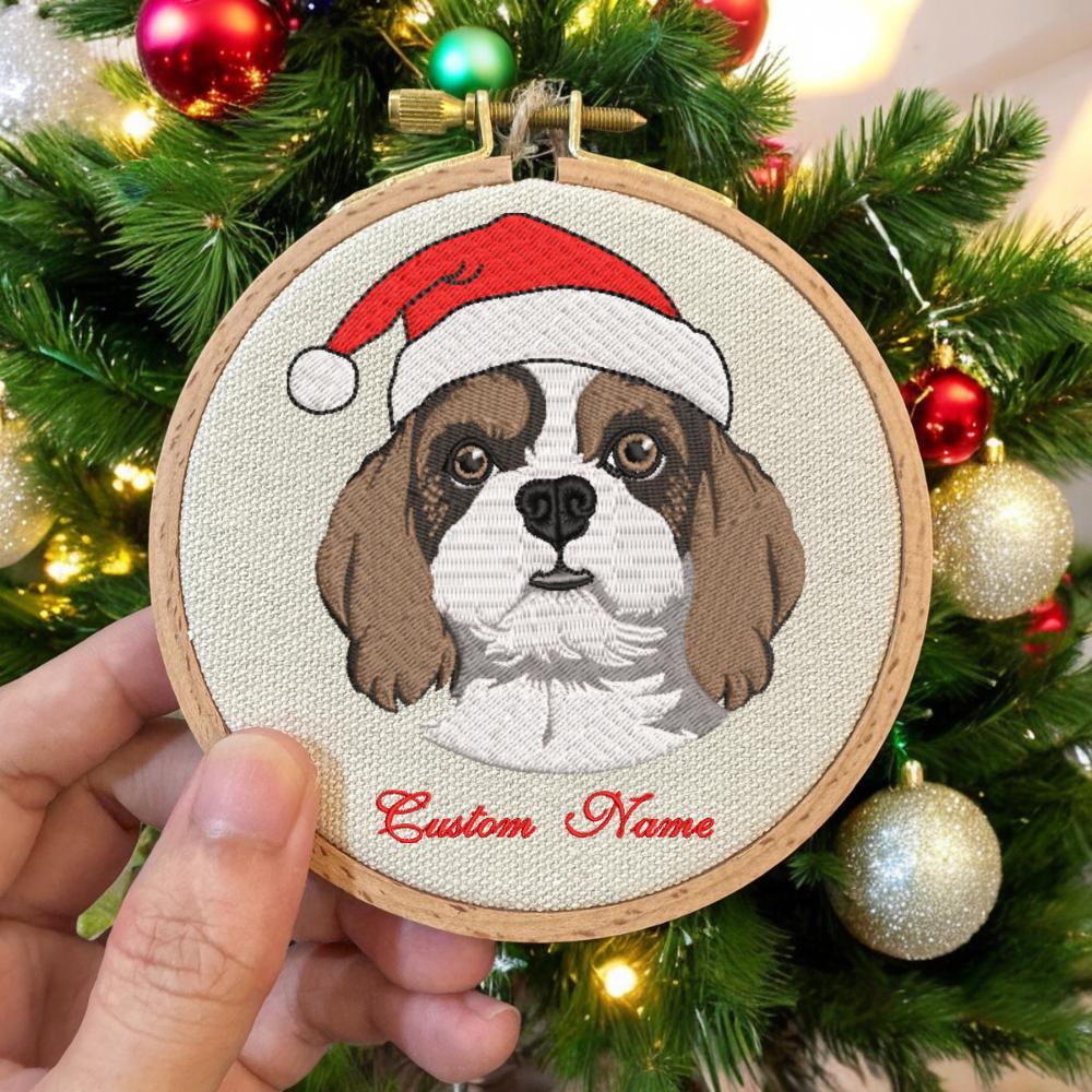 Embroidered Golden Retriever Christmas Ornament, Personalized Name Photo Golden Dog Christmas Decor
