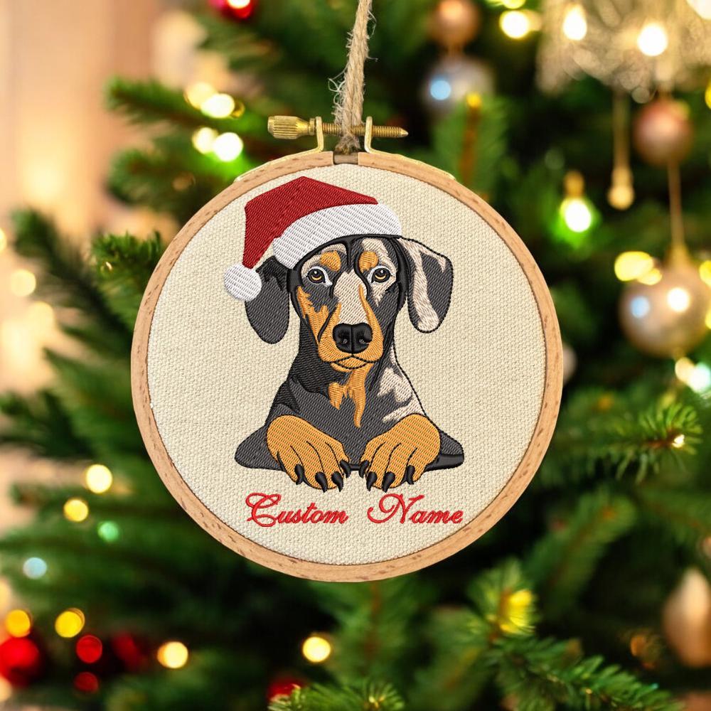 Embroidered Golden Retriever Christmas Ornament, Personalized Name Photo Golden Dog Christmas Decor
