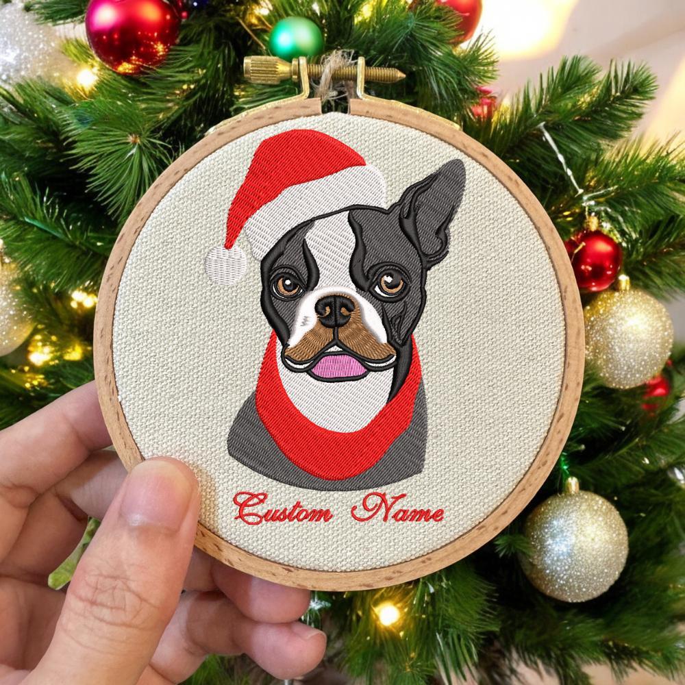 Embroidered Golden Retriever Christmas Ornament, Personalized Name Photo Golden Dog Christmas Decor