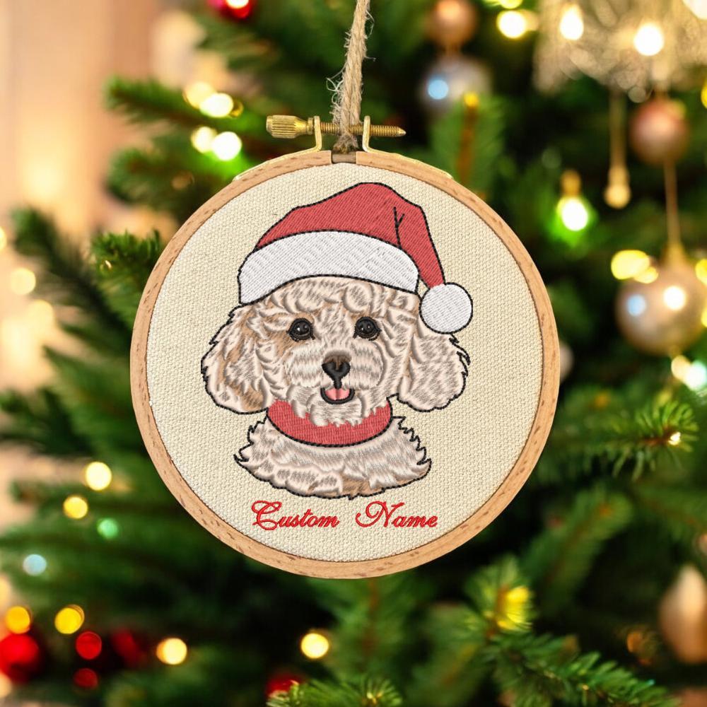 Embroidered Golden Retriever Christmas Ornament, Personalized Name Photo Golden Dog Christmas Decor