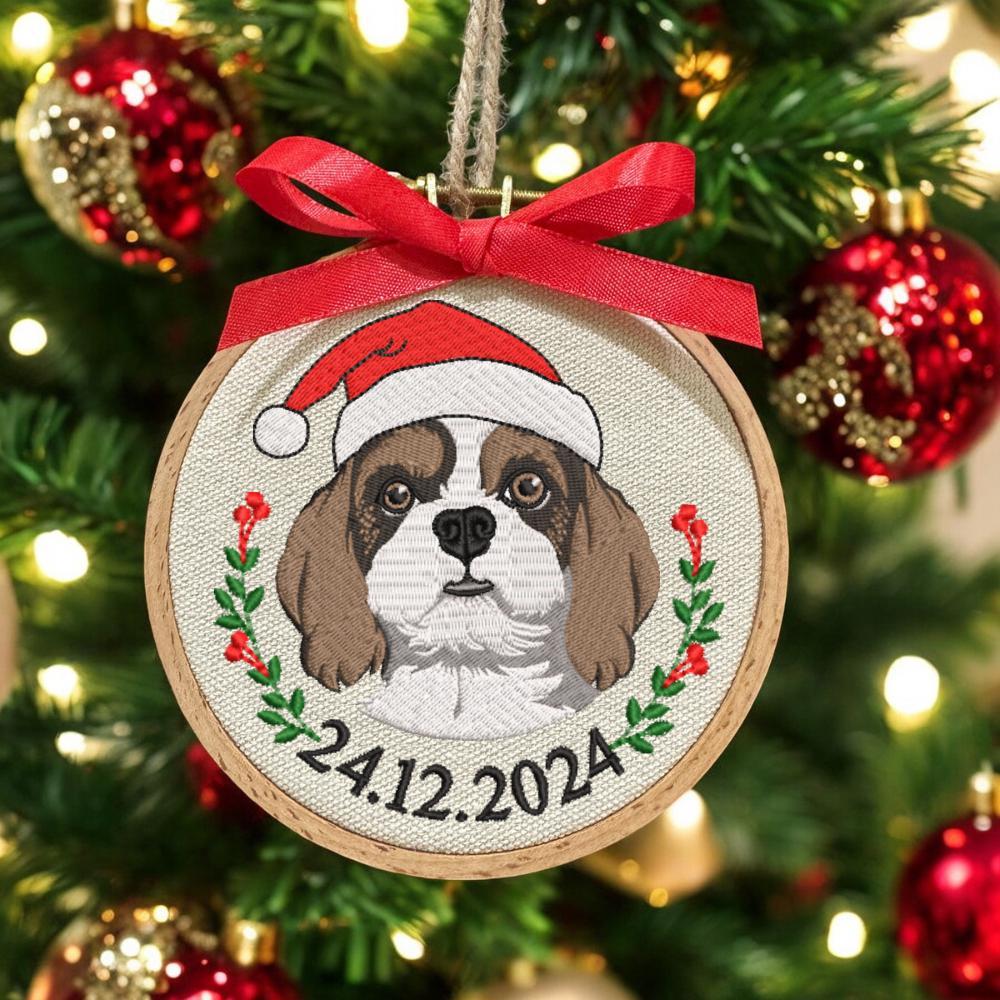 Embroidered Golden Retriever Christmas Ornament, Personalized Name Photo Golden Dog Christmas Decor