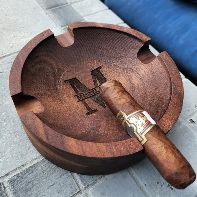 Personalized Name Walnut Cigar Ash Tray