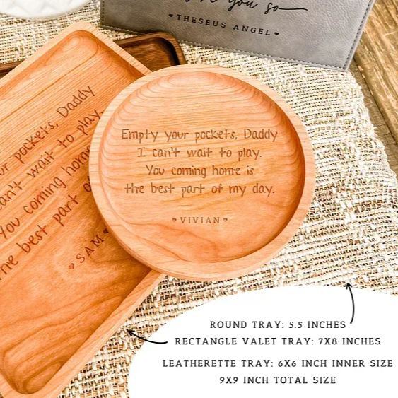 Custom Leather Catchall Personalized Valet Tray For Men