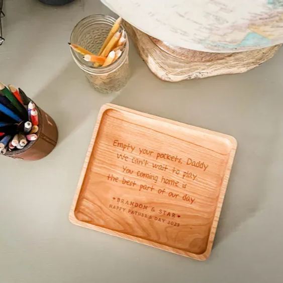 Custom Leather Catchall Personalized Valet Tray For Men