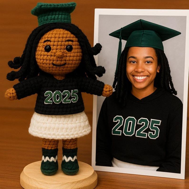 Custom Graduation Girl Crochet Doll – Personalized Graduation Memorial Gift For Her