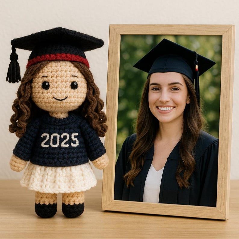 Custom Graduation Girl Crochet Doll – Personalized Graduation Memorial Gift For Her