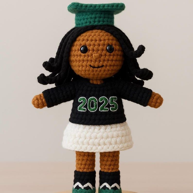 Custom Graduation Girl Crochet Doll – Personalized Graduation Memorial Gift For Her
