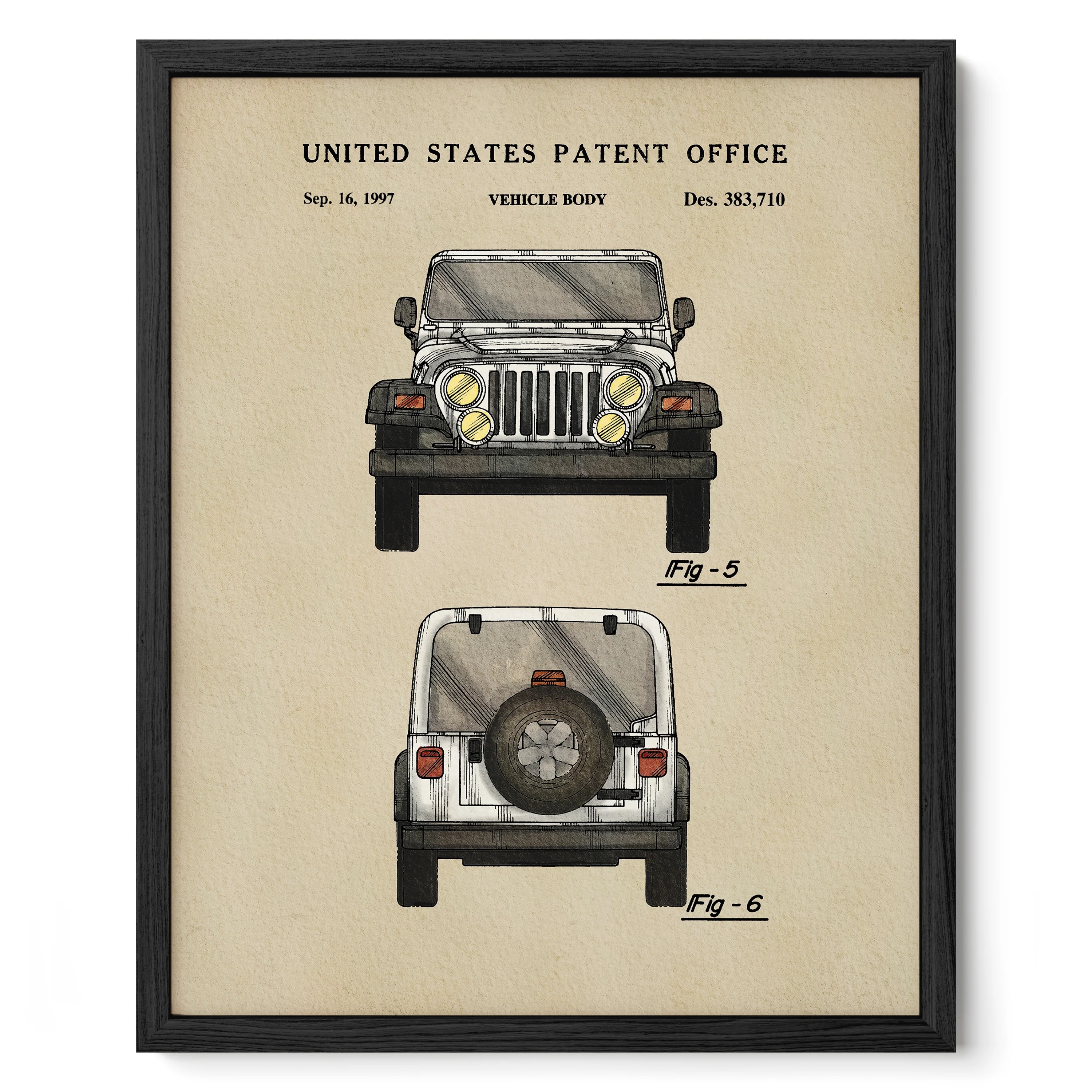 White Offroad Car (1997) Iconic Invention Watercolor Art Print - Art Home Decor