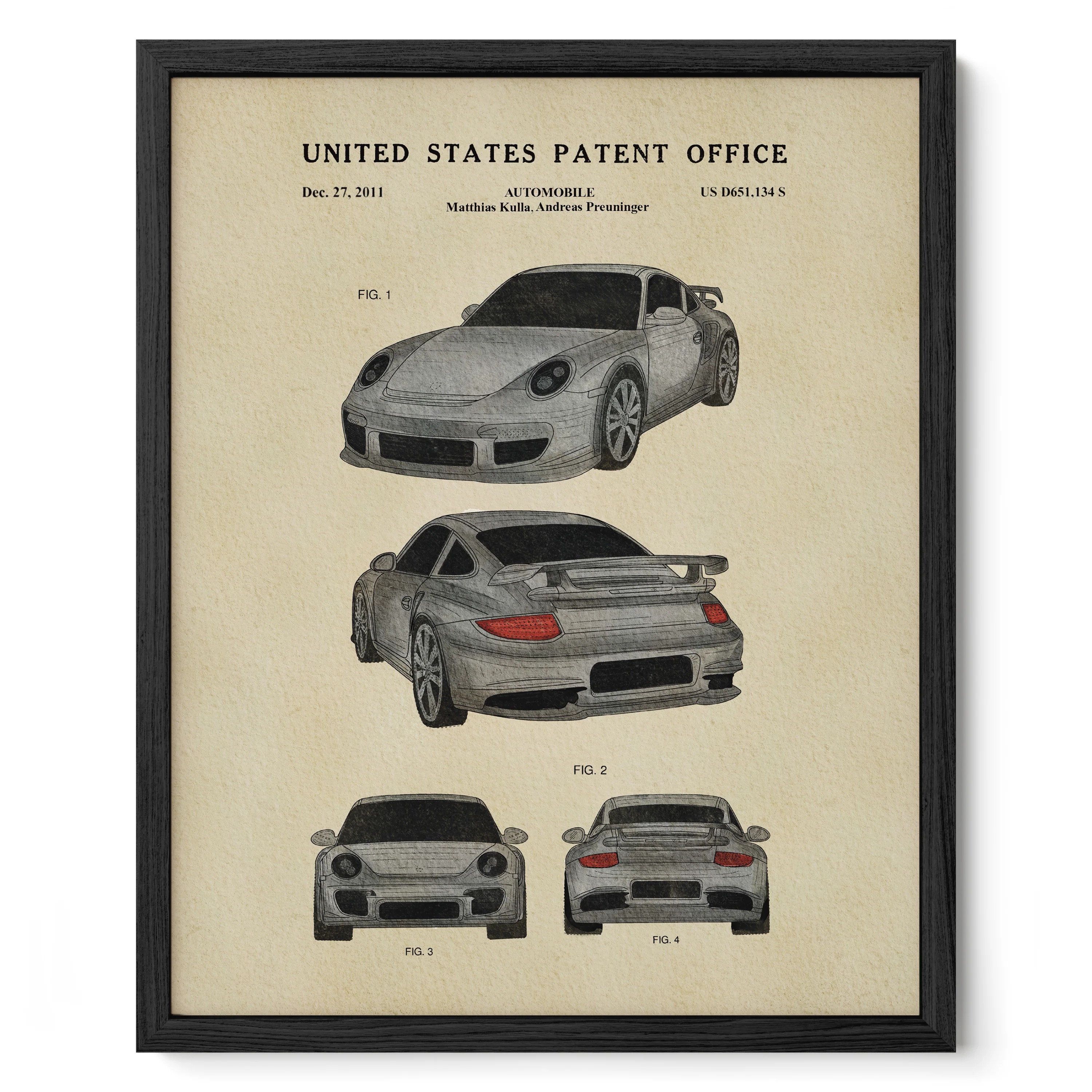 Grey Sports Car (2011) Iconic Invention Watercolor Art Print - Art Home Decor