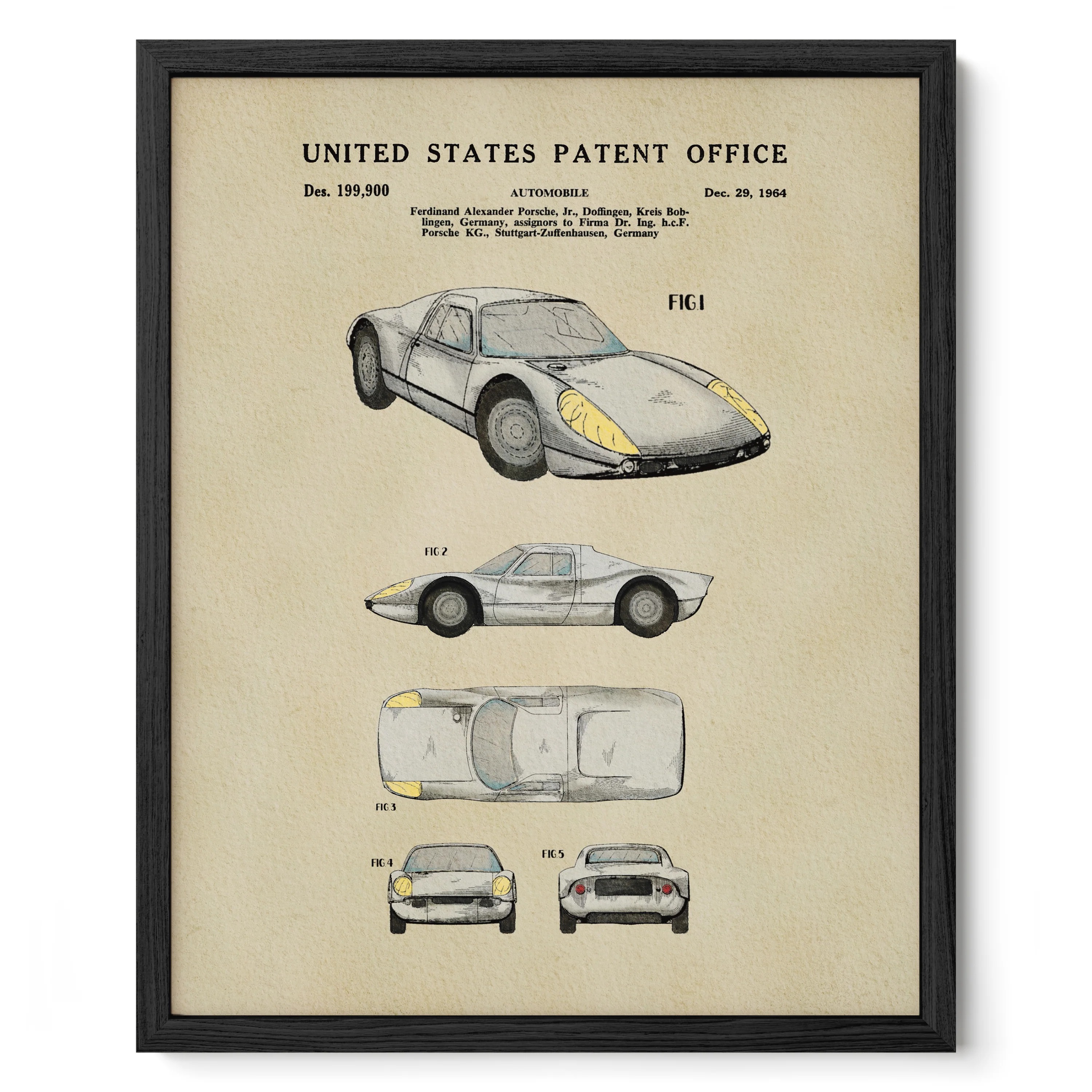 White Vintage Sports Car (1964) Iconic Invention Watercolor Art Print - Art Home Decor