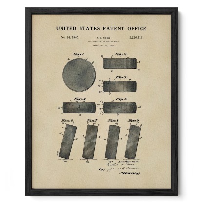 Hockey Puck (1940) Iconic Invention Watercolor Art Print - Art Home Decor